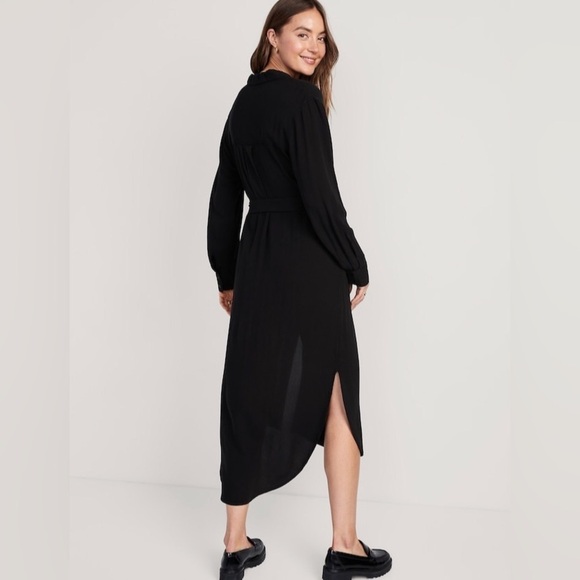 NWOT! Black Midi Shirt Dress for Women - Size Medium 💛 - Picture 3 of 8
